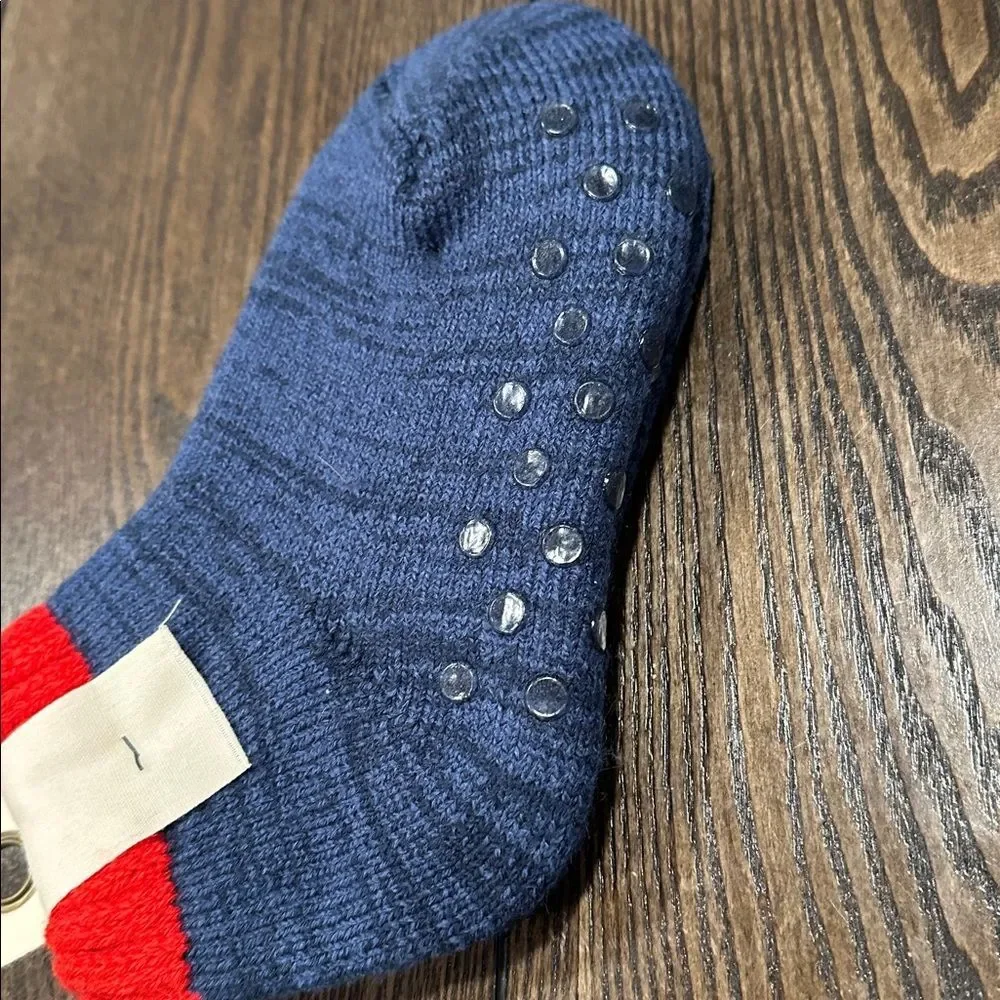 Free People Cozy Slipper Socks NEW Blue Red Grip Bottoms Lounge Cabin Socks OS